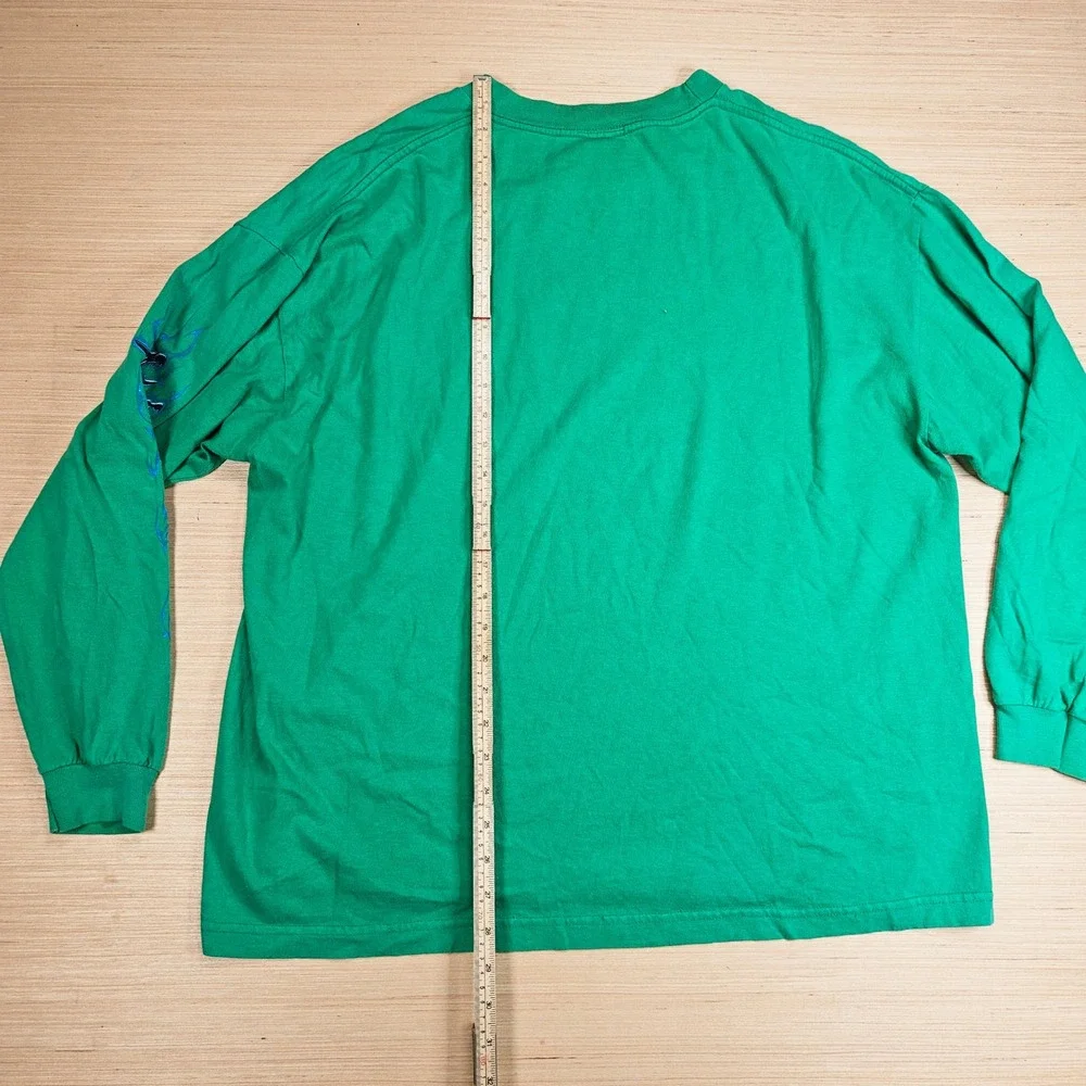 Extreme Limit Long Sleeve Shirt Mens XL Green Dragon Blue Flame Graphic Y2K